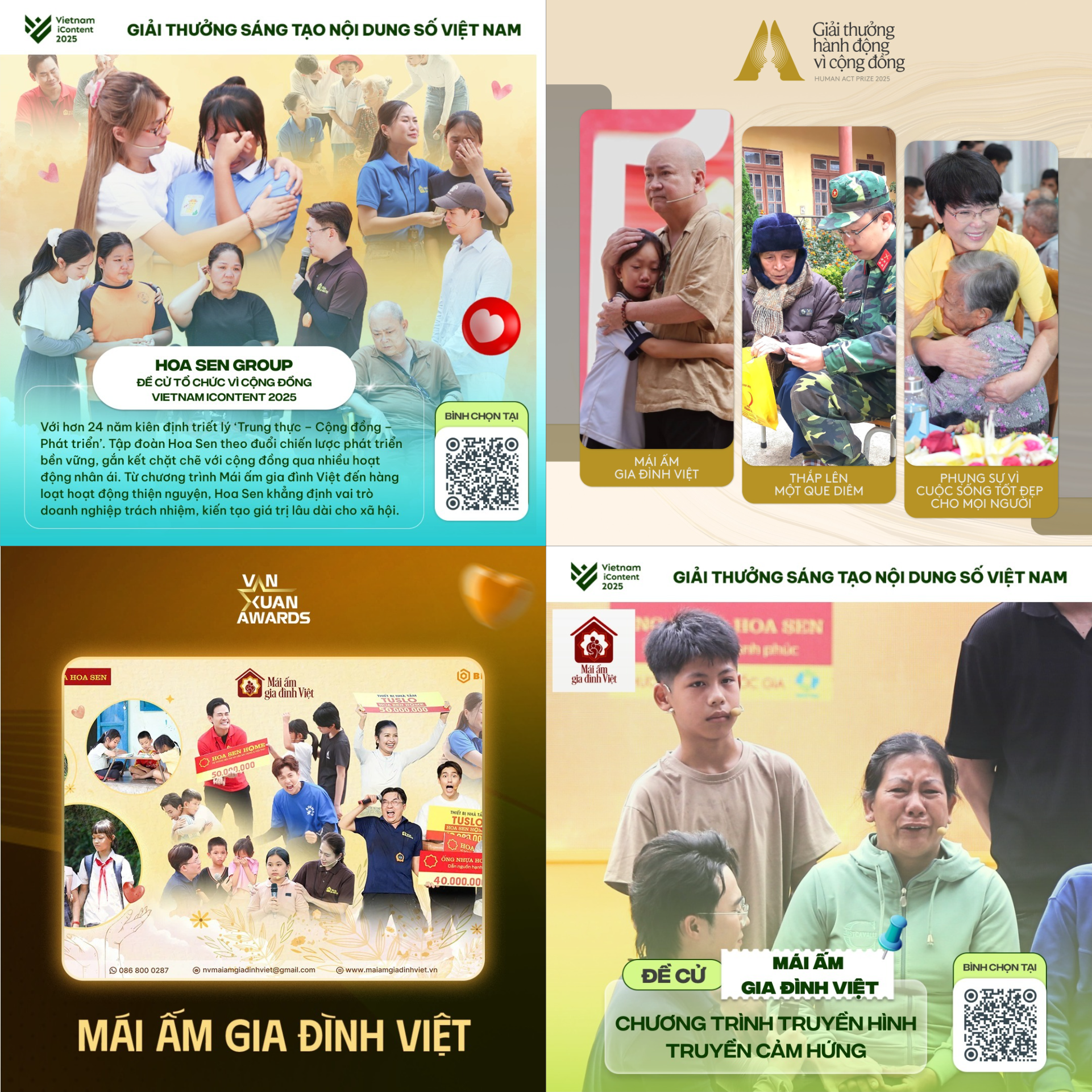 “Mái ấm gia đình Việt” được đề cử tại nhiều hạng mục vì cộng đồng của các giải thưởng uy tín.