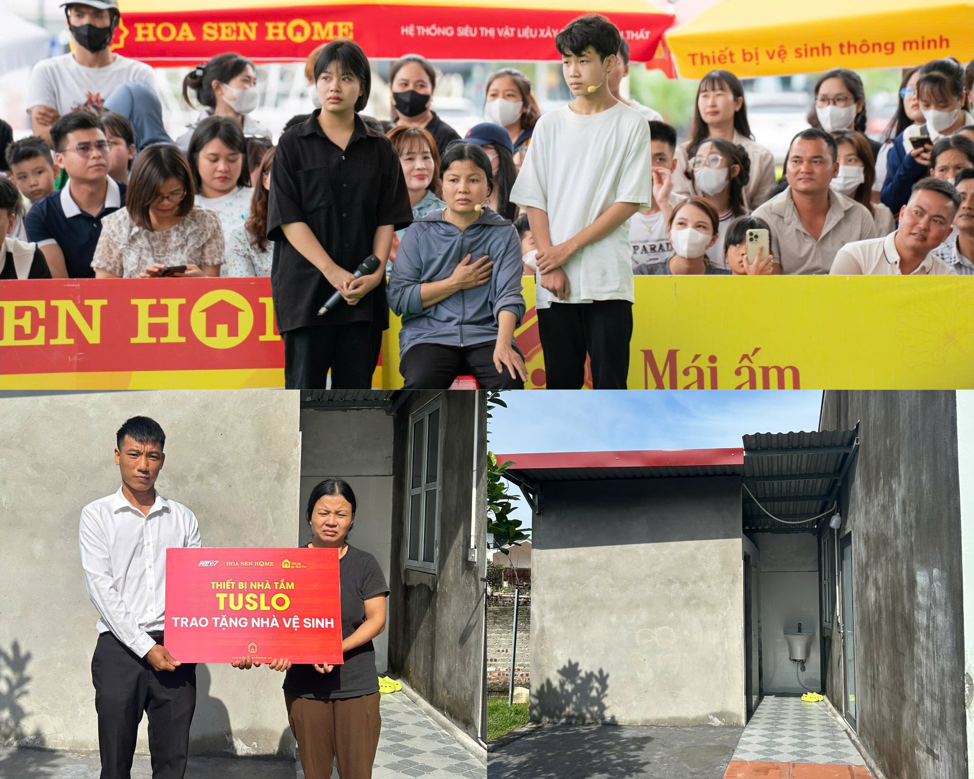 Gia đình em Đào Văn Minh – nhân vật từng xuất hiện trong tập 142 được Tập đoàn Hoa Sen thực hiện lời hứa hỗ trợ sửa sang lại nhà vệ sinh mới.