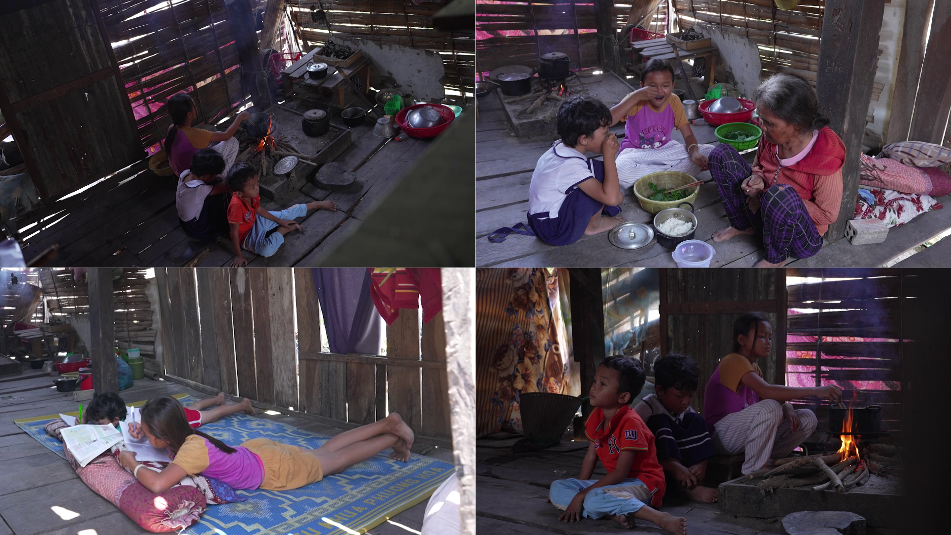 Căn nhà sàn đơn sơ là nơi bốn bà cháu em R Chăm Hờ Duyên nương tựa lẫn nhau