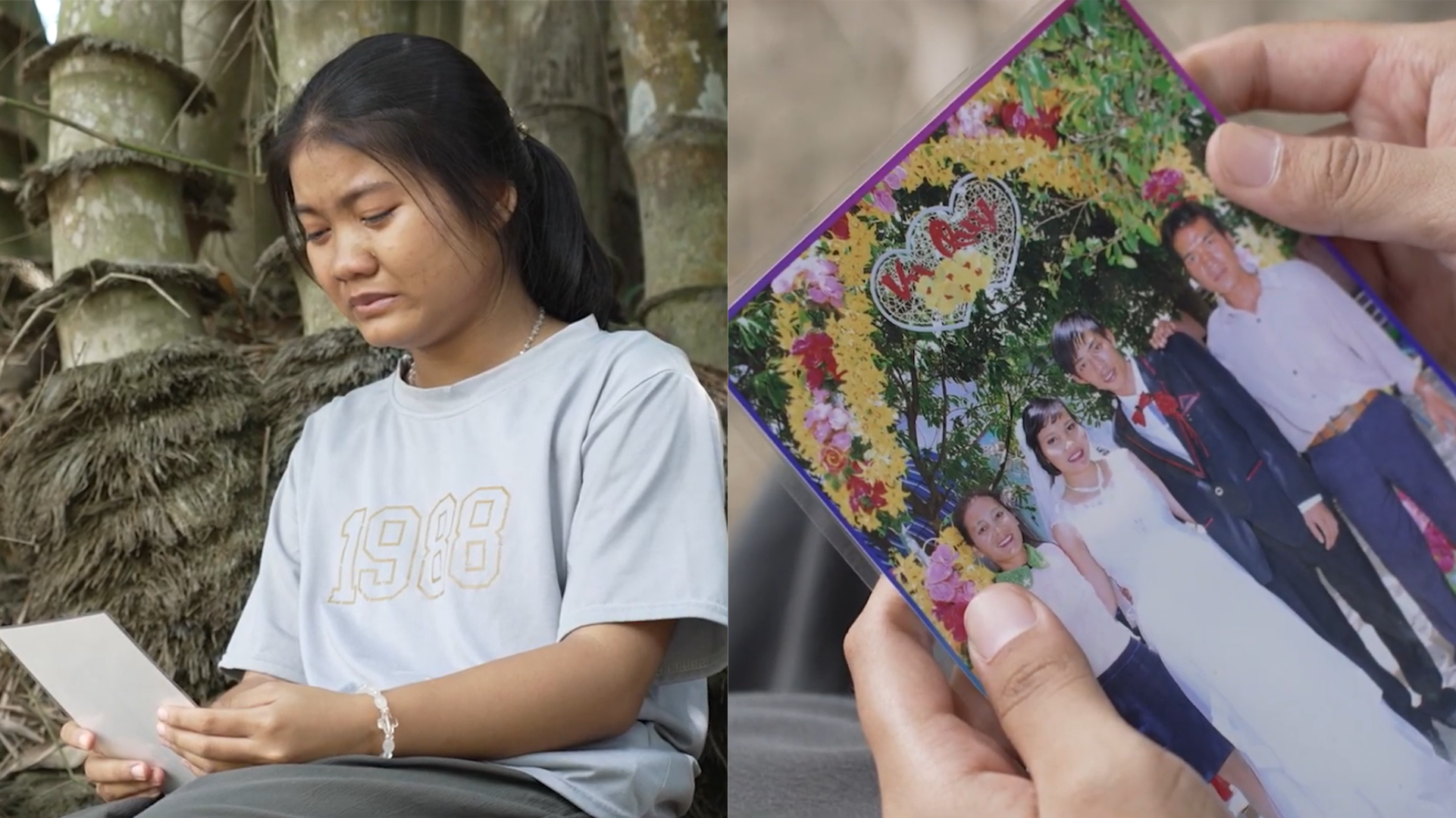 Nhìn tấm ảnh cưới của cha mẹ, Minh Tuyền không kìm được nước mắt vì nhớ người cha đã mất