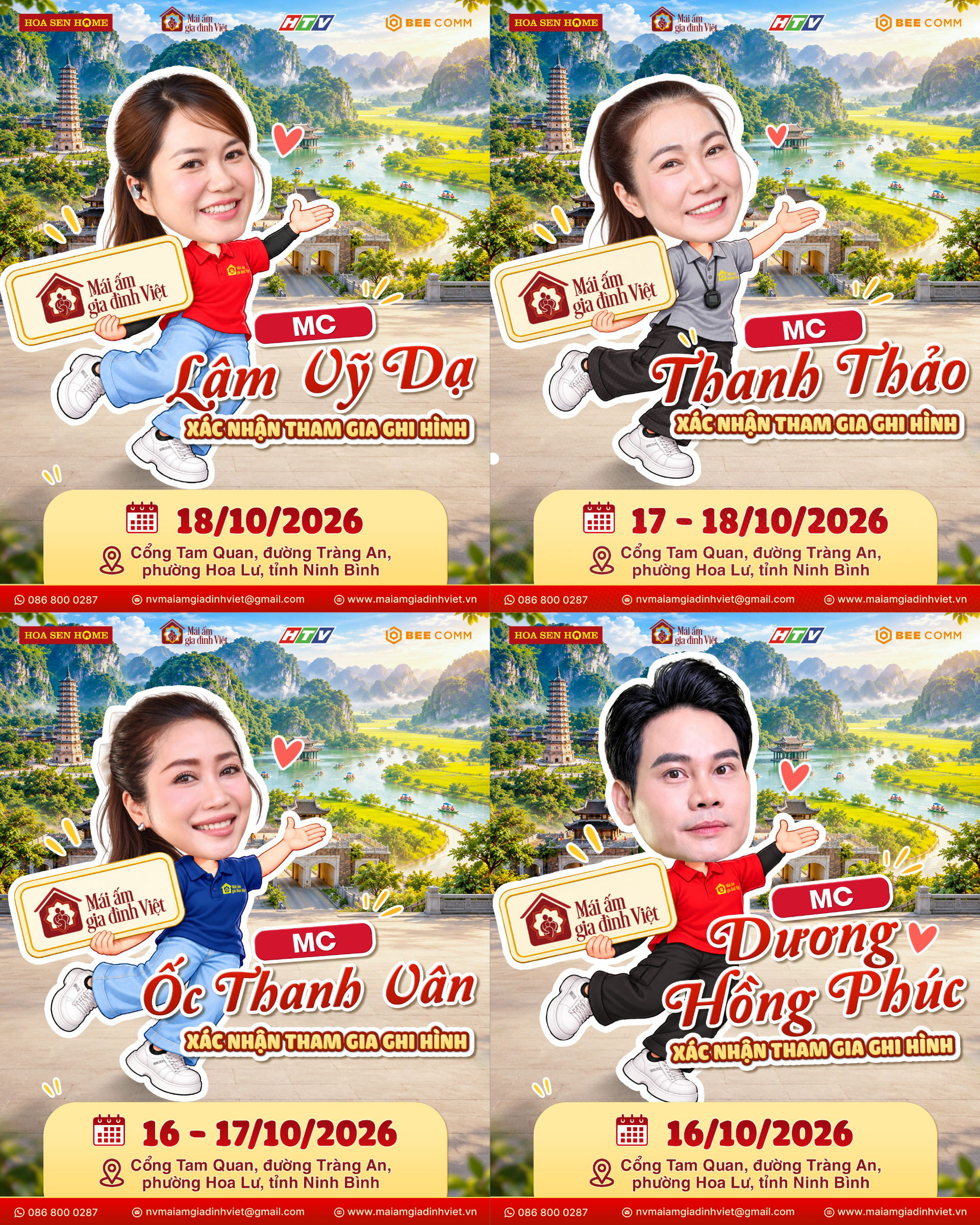 4 MC sẽ góp mặt trong đợt ghi hình Mái ấm gia đình Việt tại Ninh Bình, cùng chung tay tiếp thêm động lực cho các em nhỏ